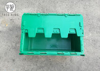 Gerecycleerde Groene Plastic Opslagdozen met Scharnierende Deksels, Dekselscontainer In bijlage 500 X 330 X 236mm
